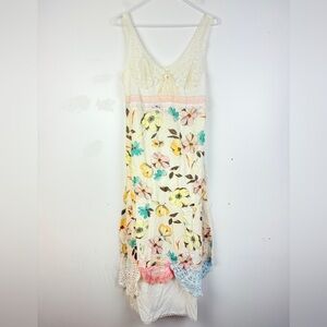 Vintage-Inspired Boho Lace Floral Dress Cottagecore Fairy Prairie Adjustable